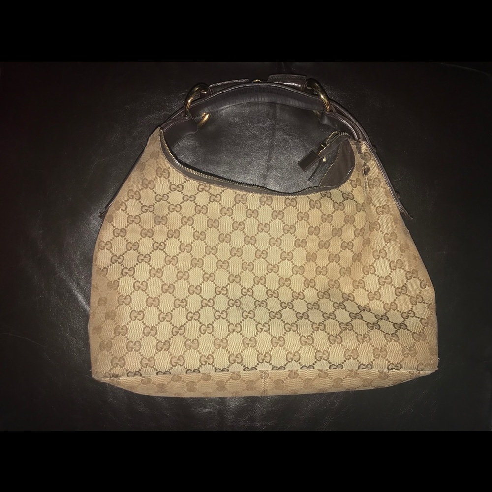 **AUTHENTIC!!** Gucci Medium Canvas Horsebit Hobo